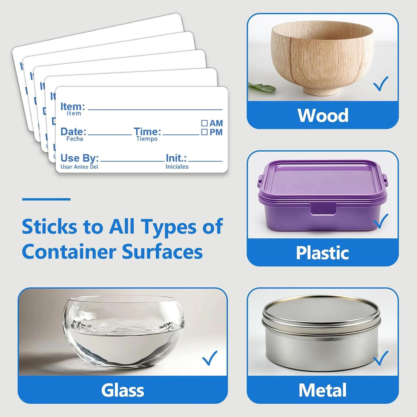 1000 Pcs Removable Freezer Labels for Food Containers 1 x 3, Risepekt Waterproof Food Storage Labels for Containers, Oil Resistant No-Residue Easy Clean for Kitchen Restaurants Grocery Stores Markets