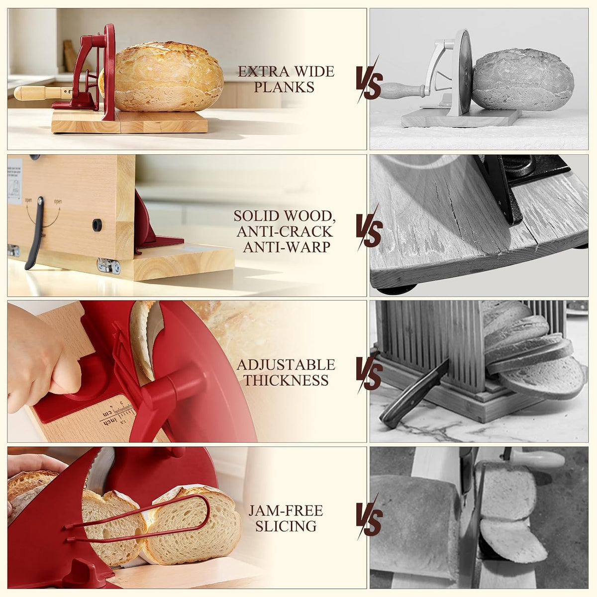 Manual Bread Slicer for Homemade Bread,Even Slicing from Thin to Thick