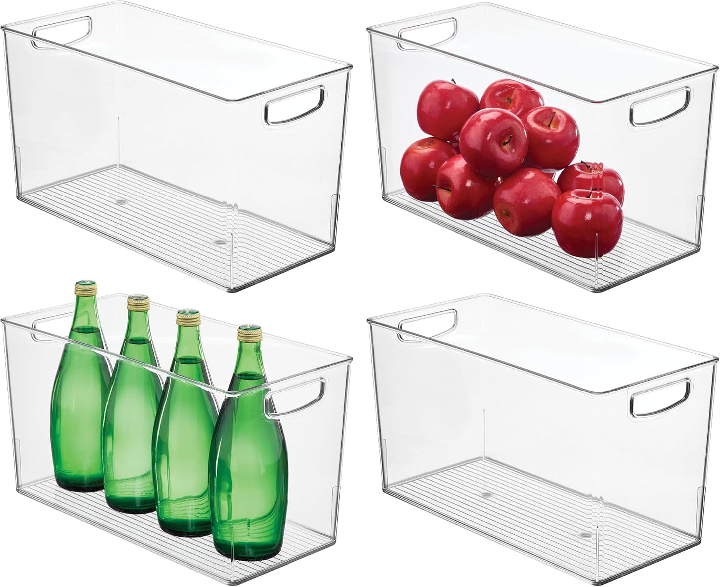 iDesign Pantry Bin with Handles - Kitchen Storage Bins for Cabinets, Pantry, or Fridge - Clear