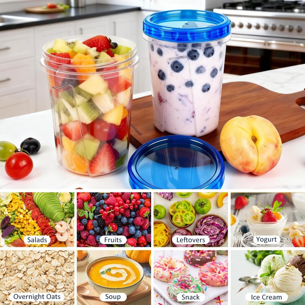 10 Pack 17oz Reusable Freezer Storage Containers with Twist Top Lids Airtight, Clear Plastic Food Storage Meal Prep Containers for Leftover Lunch Fruit Salad Snack, Small Soup Container Microwave Safe