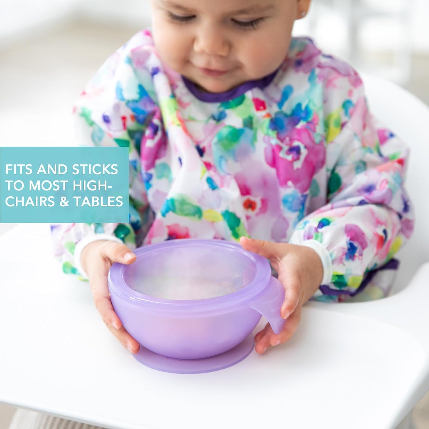 Bumkins Baby Bowl, Silicone Feeding Set with Suction for Baby and Toddler, Includes Spoon and Lid, First Feeding Set, Training Essentials for Baby Led Weaning for Babies 4 Months Up, Sage