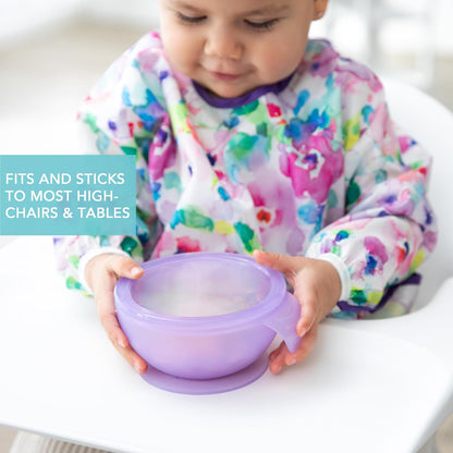 Bumkins Baby Bowl, Silicone Feeding Set with Suction for Baby and Toddler, Includes Spoon and Lid, First Feeding Set, Training Essentials for Baby Led Weaning for Babies 4 Months Up, Sage
