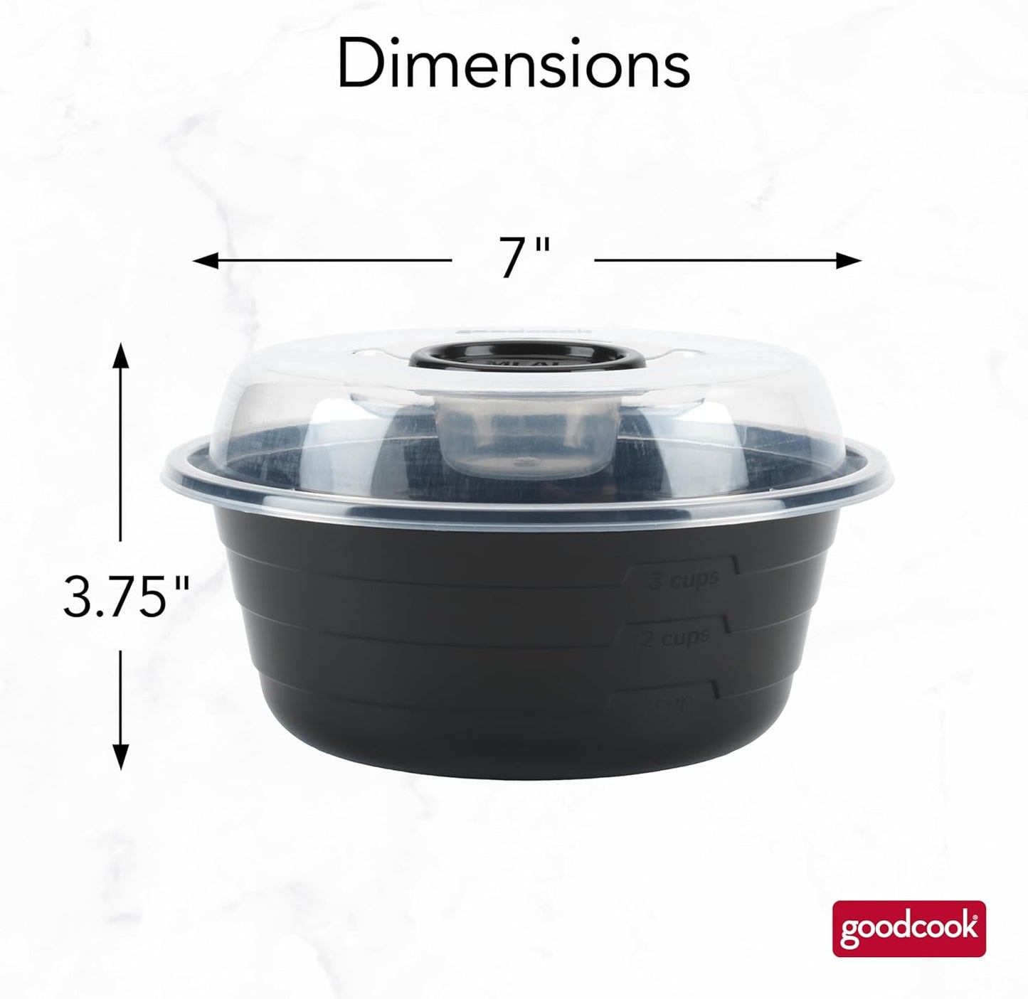GoodCook Meal Prep Containers Set Microwave & Dishwasher-Safe Round Food Organizers with Labeled Compartments BPA-Free Food Storage Set with Snap Shut Lids Portion Control, 10-Pieces, Red