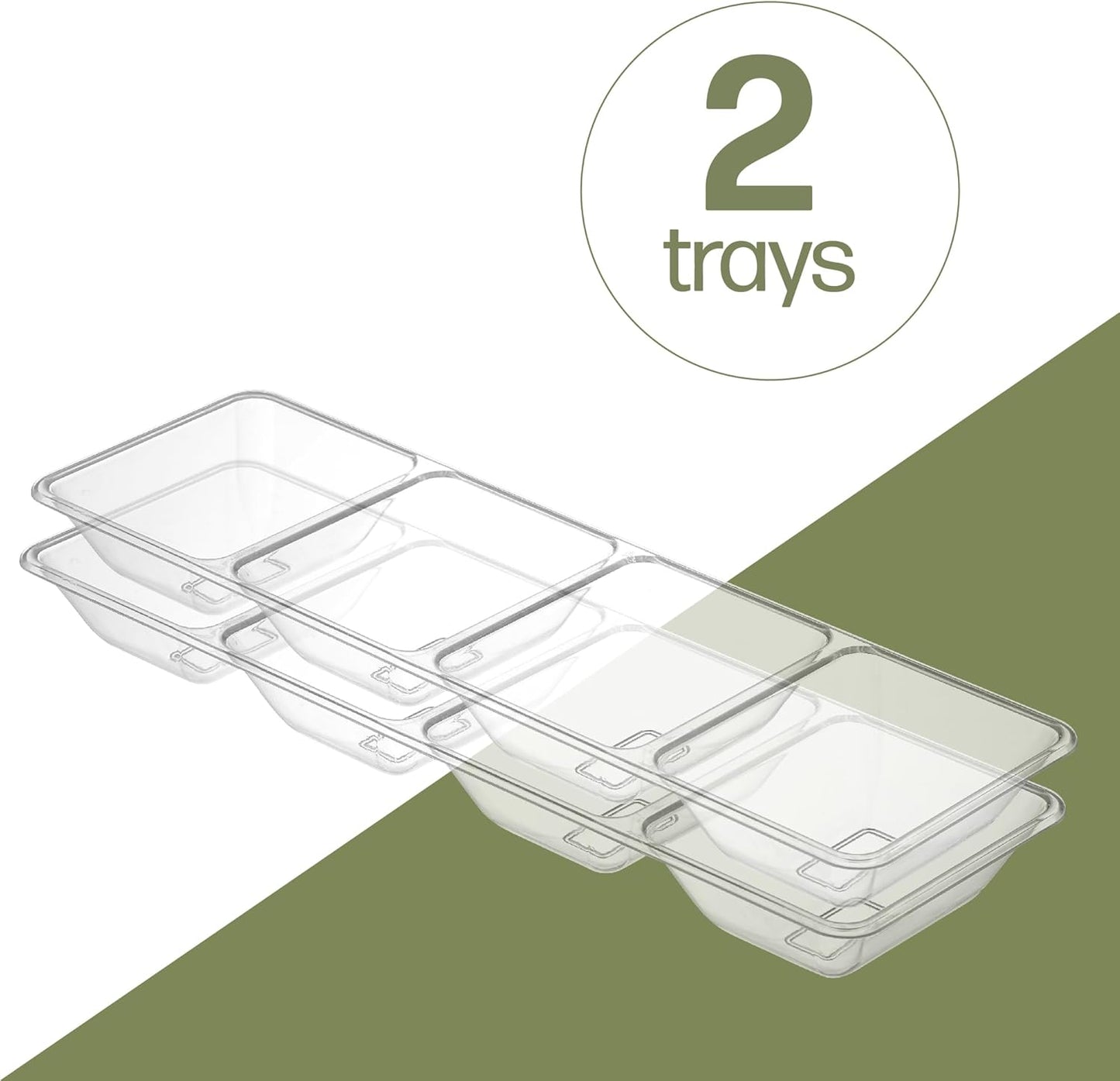 Plasticpro 4 Sectional Rectangle Plastic Serving Tray/Platter (2, Black)