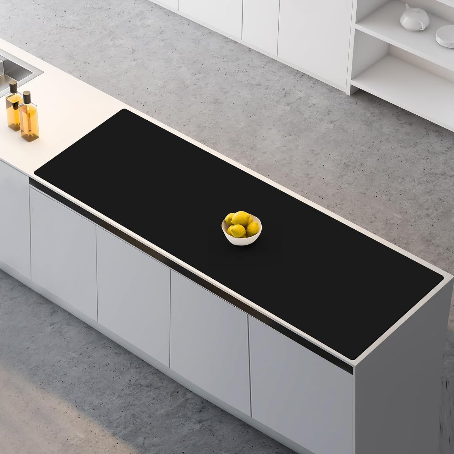 Silicone Mats for Kitchen Counter, 47.3"x23.6"x0.08" Largest Heat Resistant Mat Kitchen Island Waterproof 2MM Thick Countertop Protector Mat Nons-slip Extra Large Counter Mat (Black)