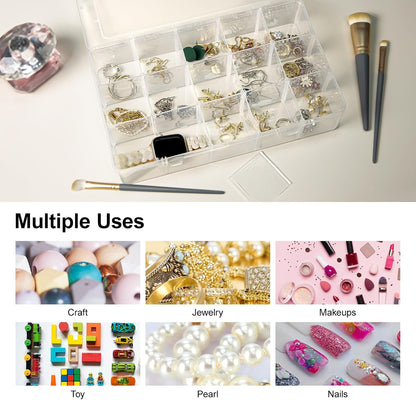 Gospire 15 Large Grids Clear Plastic Jewelry Box Organizer Storage Container with Removable Dividers (15 Grids - Clear)