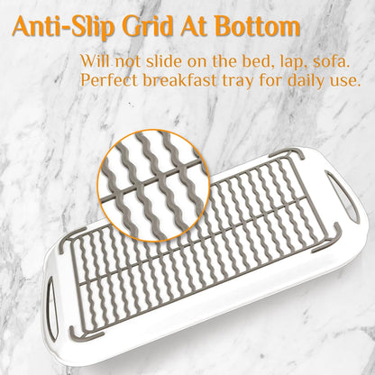 17.7" x 12.5" Anti-Slip Serving Trays with Handles, 3 Pcs X-Large Rectangular Food Serving Tray for Lap, Food Trays for Eating on Couch, Reusable and Durable, Grey