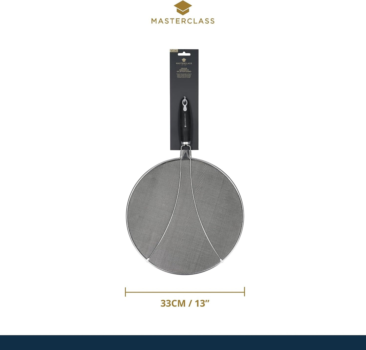 MasterClass Splatter Guard, Stainless Steel, Odour-Resistant, 33 cm (13"), Silver