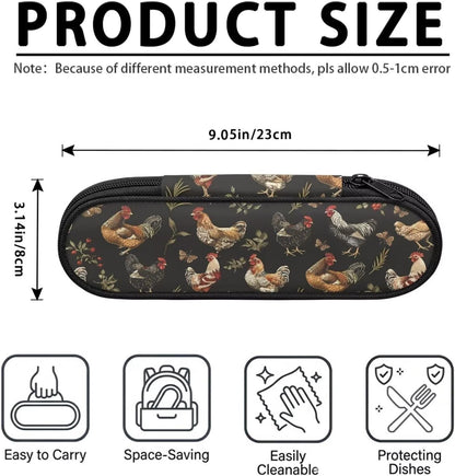 Travel Cutlery Set with Case for Kids Portable Utensil Case Reusable Silverware Pouch for School Travel Lunch Capybara Flower