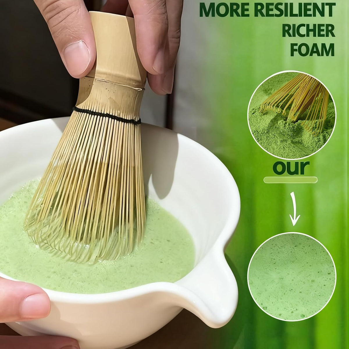 Matcha Whisk, Handcrafted Bamboo Whisk for Matcha Powder (Yellow)