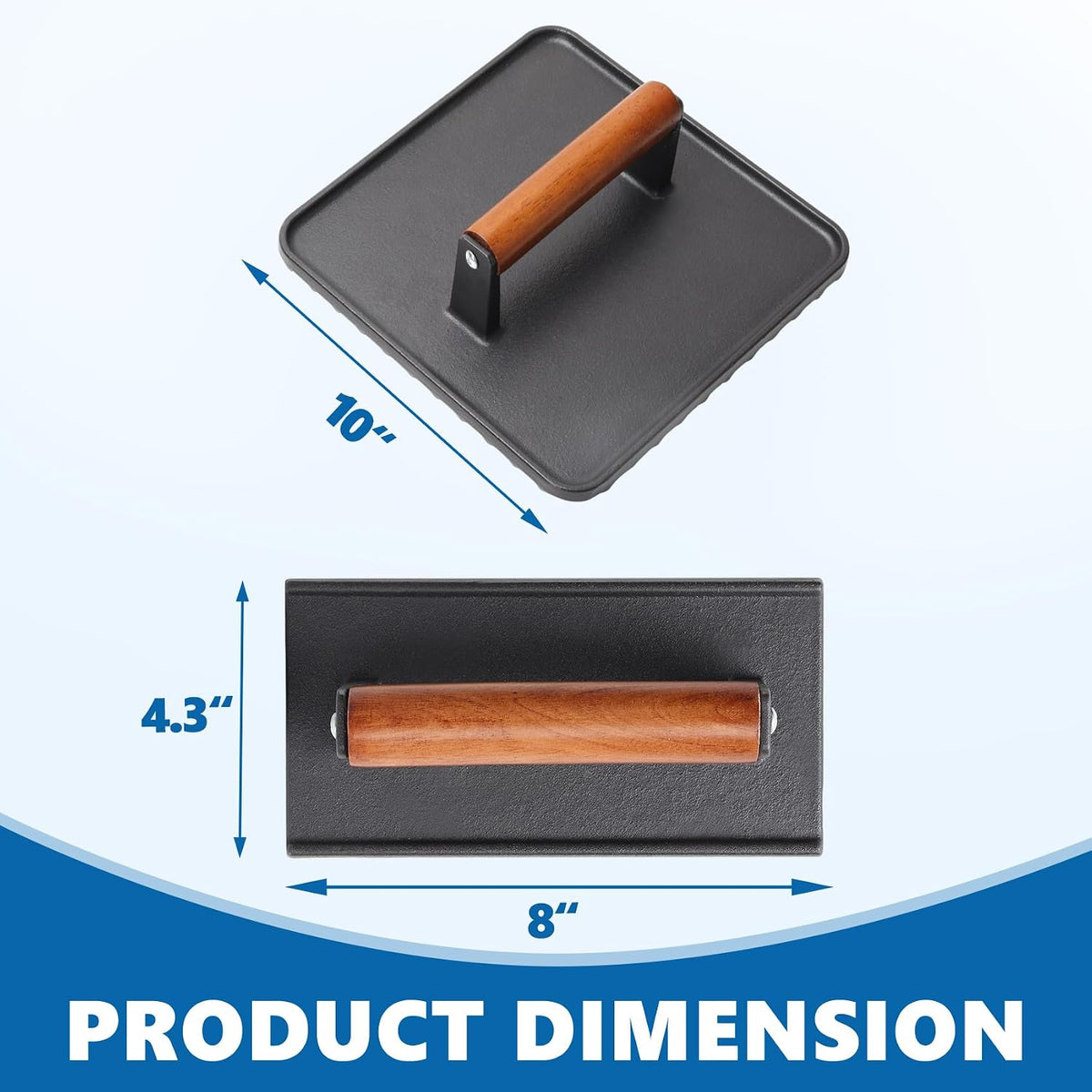 Cast Iron Square Burger Press&Rectangle Meat Press for Griddle Accessories