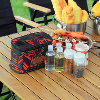 Portable Barbecue Condiment Bottles Set with 1 Storage Bag, Plastic and Oxford Fabric Material, Practical Design for Cooking and Storing Seasonings, for Outdoor Camping and Bbq