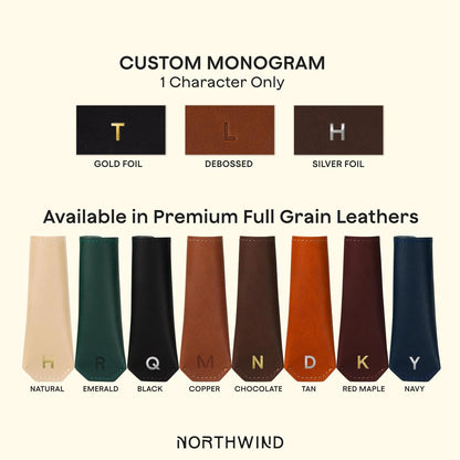 Personalized Cast Iron Handle Covers, Leather Set of 2, USA Made