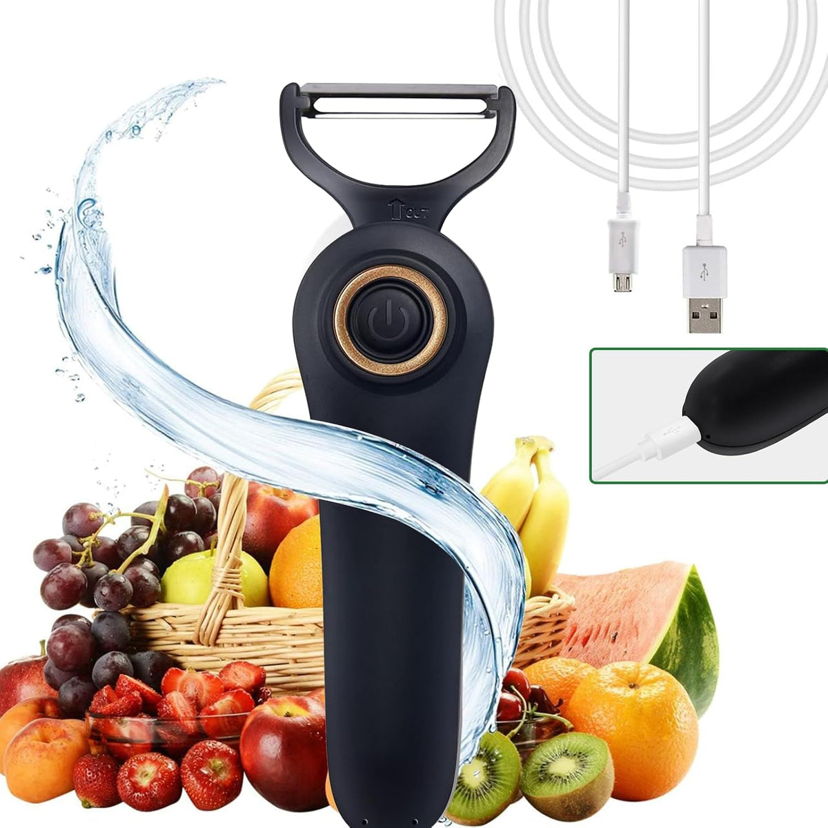 Electric Potato Peeler, Handheld Electric Vegetables and Fruit Peeler 3-in-1 Pro Set, USB Rechargeable Kitchen Gadgets for Apples, Potato, Carrots, Cucumber