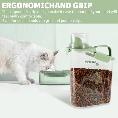 Dog Food Storage Container, Pet Food Storage Containers with Airtight Pour Spout, Cat Food Container with Measuring Cups, Portable Travel Pet Food Container for Dogs, Cats, Birds（Green）