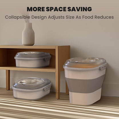 20-23 Lbs Dog Food Storage Container, Collapsible Dog Food Container with Transparent Airtight Lid,Multifunctional Pet Food Storage Container for Dog Cat,Rice,Flour,Pet Food Scoop and Dog Bowl