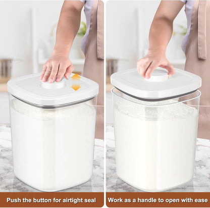 TBMAXS Versatile Storage Container Bin with Pop-up Lid & Scoop, Rice Flour Container Dog Cat Food Storage Container, Laundry Room Organization Household Essentials Kitchen Pantry Organizers
