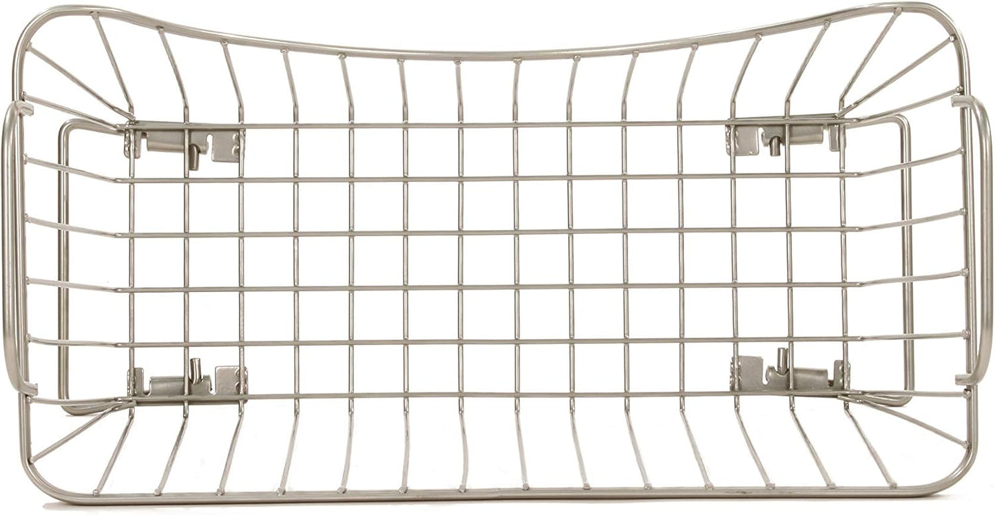 Spectrum Ashley Large Stackable Wire Baskets for Pantry & Kitchen Counter Organizer, Stacking Fruit Basket Wire Bin with Raised Feet & Handles for Vegetable Fruit Potato Onion Storage, Satin Nickel