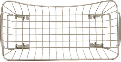 Spectrum Ashley Large Stackable Wire Baskets for Pantry & Kitchen Counter Organizer, Stacking Fruit Basket Wire Bin with Raised Feet & Handles for Vegetable Fruit Potato Onion Storage, Satin Nickel