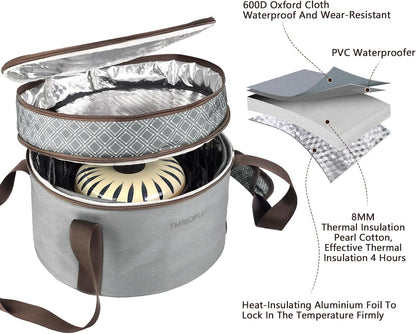 Pie Carrier With A Lid And Handle, With A Hard Edge That Won'T Collapse, Round Insulated Casserole Carrier,It Is Suitable For The Safe Transportation Of Cold And Hot Food (Red)