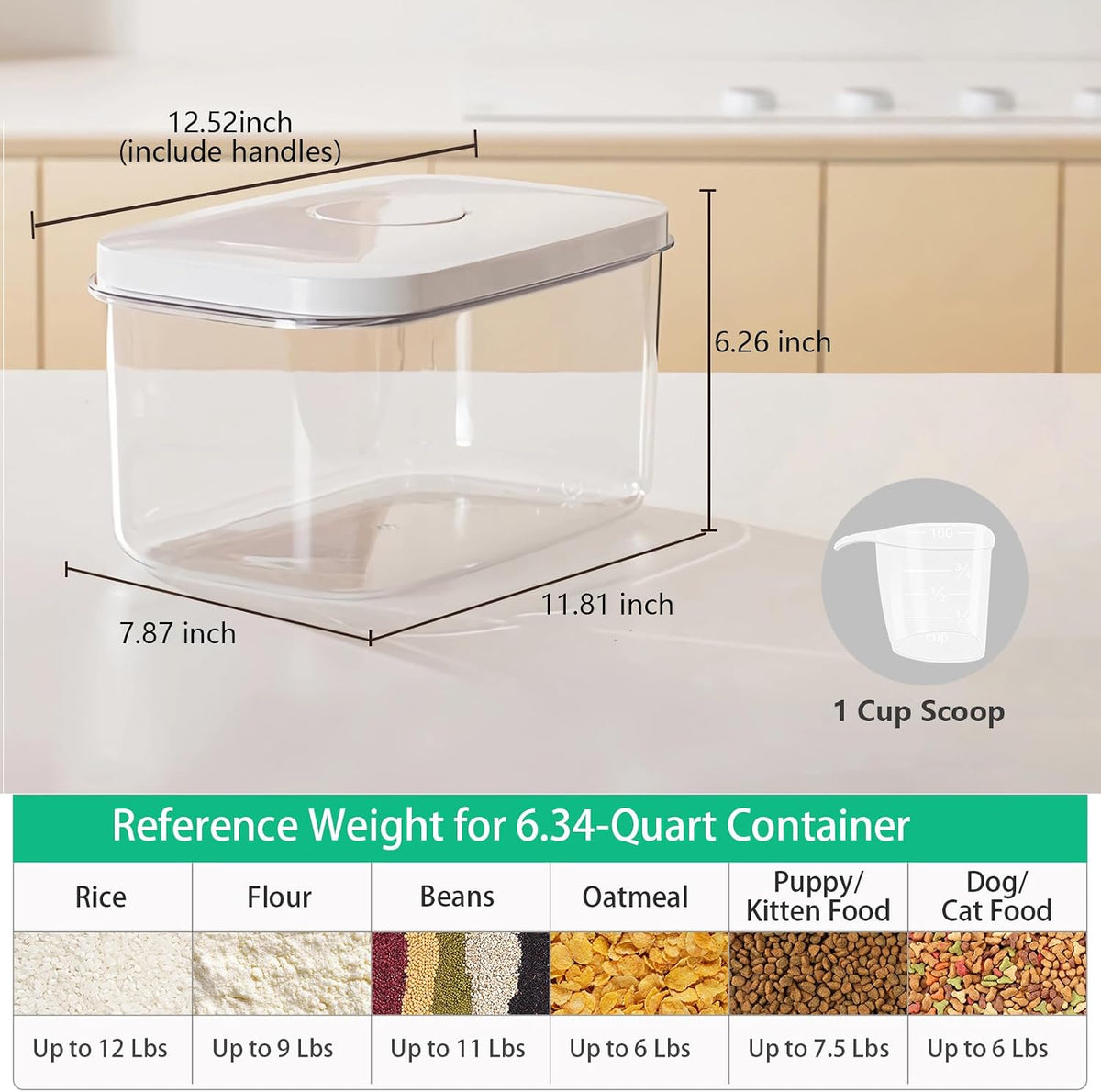TBMAXS Versatile Storage Container Bin with Pop-up Lid & Scoop, Rice Flour Container Dog Cat Food Storage Container, Laundry Room Organization Household Essentials Kitchen Pantry Organizers