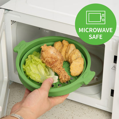 2 Set 27oz and 47oz Collapsible Silicone Microwave Vegetable Steamer Cooker