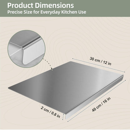 Stainless Steel Cutting Board Set with Lip, 2 Pack 16" & 24" Metal Chopping Boards for Kitchen Countertop, Non-Slip Food Prep Boards for Meat & Vegetables