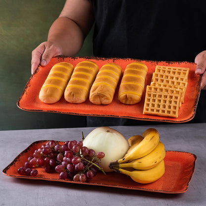 LEHAHA Grilling Prep and Serve Trays, BBQ Serving Platter, Melamine Serving Trays for Food, Set of 2, Great Gift for Father's Day, BBQ Lovers, Prefect for Chrismas Festival and Everyday use.