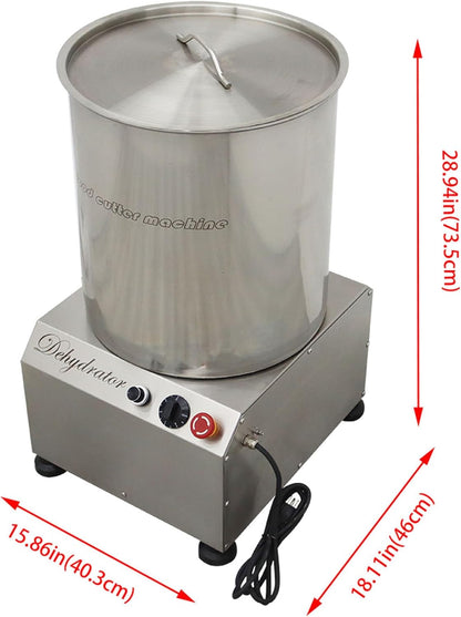 Commercial 110V Electric Salad Spinner Stainless Steel Electric Salad Spin Dryer for Vegetables Fruits Soy Milk Large Capacity for Carteens & Restaurant 0.75KW