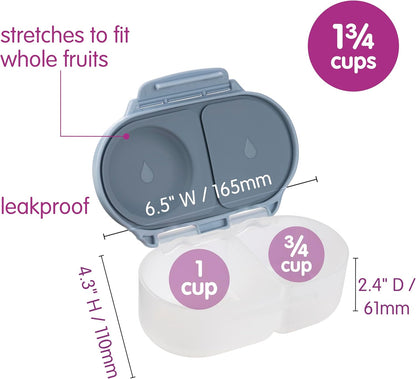 b.box Snack Box 2-Pack - Leak Proof Mini Bento Box for Kids & Toddlers, 2 Compartment Snack Containers for Kids, Dishwasher Safe, BPA-Free, PFAS-Free, Ages 4mo+, 1 3/4 Cup Each (Strawberry + Lilac)