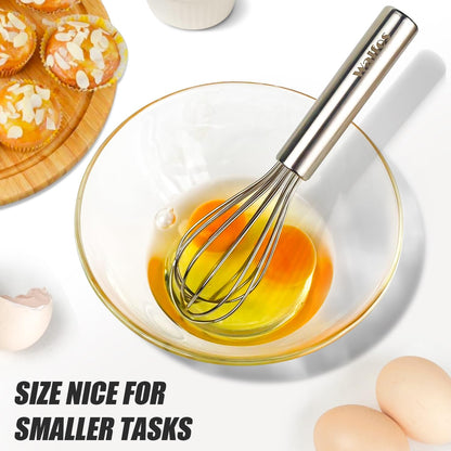 Walfos Whisk,304 Stainless Steel whisk,No-Rust 7+9+11inch Whisks for cooking Nice for Blending,Whisking,Beating.Heat resistant 600°F Dishwasher Safe. Heavy duty kitchen whisk.SILVER
