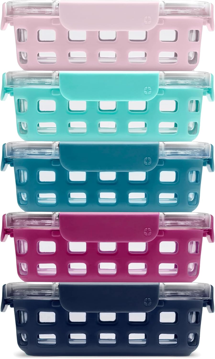 Ello Duraglass 3.4 Cup Meal Prep Sets 10Pc, 5 Pack Set- Glass Food Storage Container with Silicone Sleeve and Airtight BPA-Free Plastic Lids, Dishwasher, Microwave, and Freezer Safe, Olive Tree