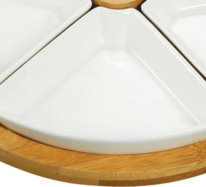 Elama Signature 12 1/4 Inch 6pc Lazy Susan Appetizer and Condiment Server Set