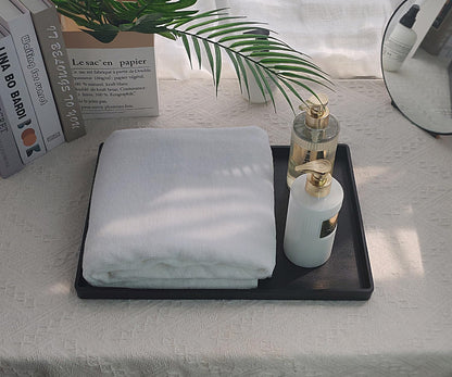 White Serving Tray (13.5 x 9.6 inch) for Serving Accessory, Elegant & Stackable Plastic Tray for Spa, Coffee, Drinks, Tea, Bar, Party, Seasoning, Perfume and Display Use.