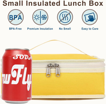 FlowFly Small Insulated Lunch box Portable Soft Bag Mini Cooler Thermal Meal Tote Kit with Handle for Work & School, Black