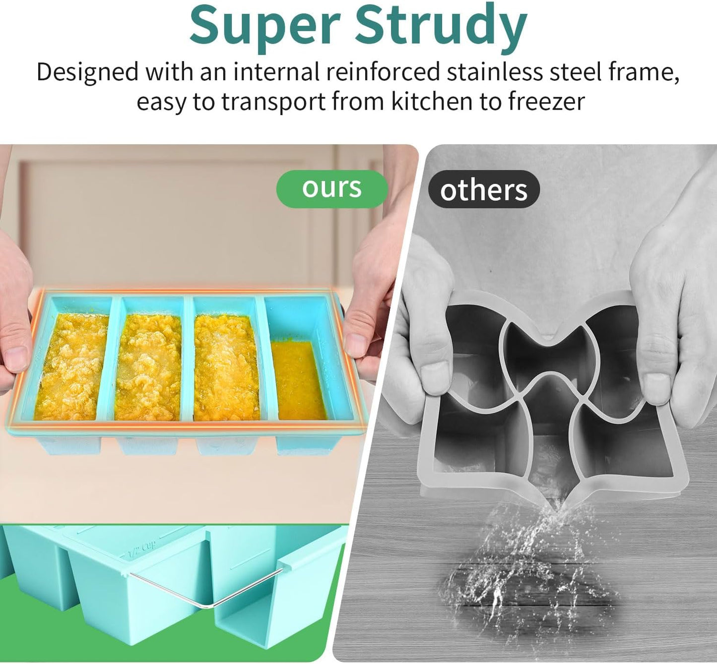 Silicone Freezer Tray for Sauce Cube: GGOW Silicone Freezing Tray for Broth Soup Storage - Freeze 250mL 125mL Souped Portion