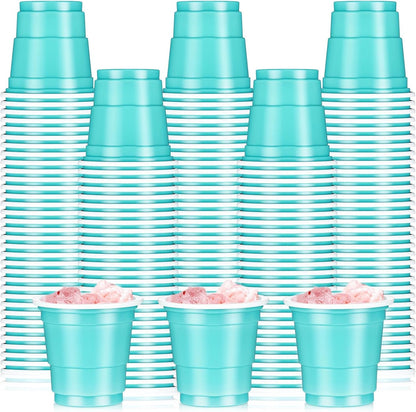 Roshtia 100 Pack 2 oz Plastic Shot Cups, Mini Disposable Shot Glasses 2 oz Wedding Party Cups for Bridal Shower Wedding Party, Beer Taste Serving, Snacks(Black, Gold)