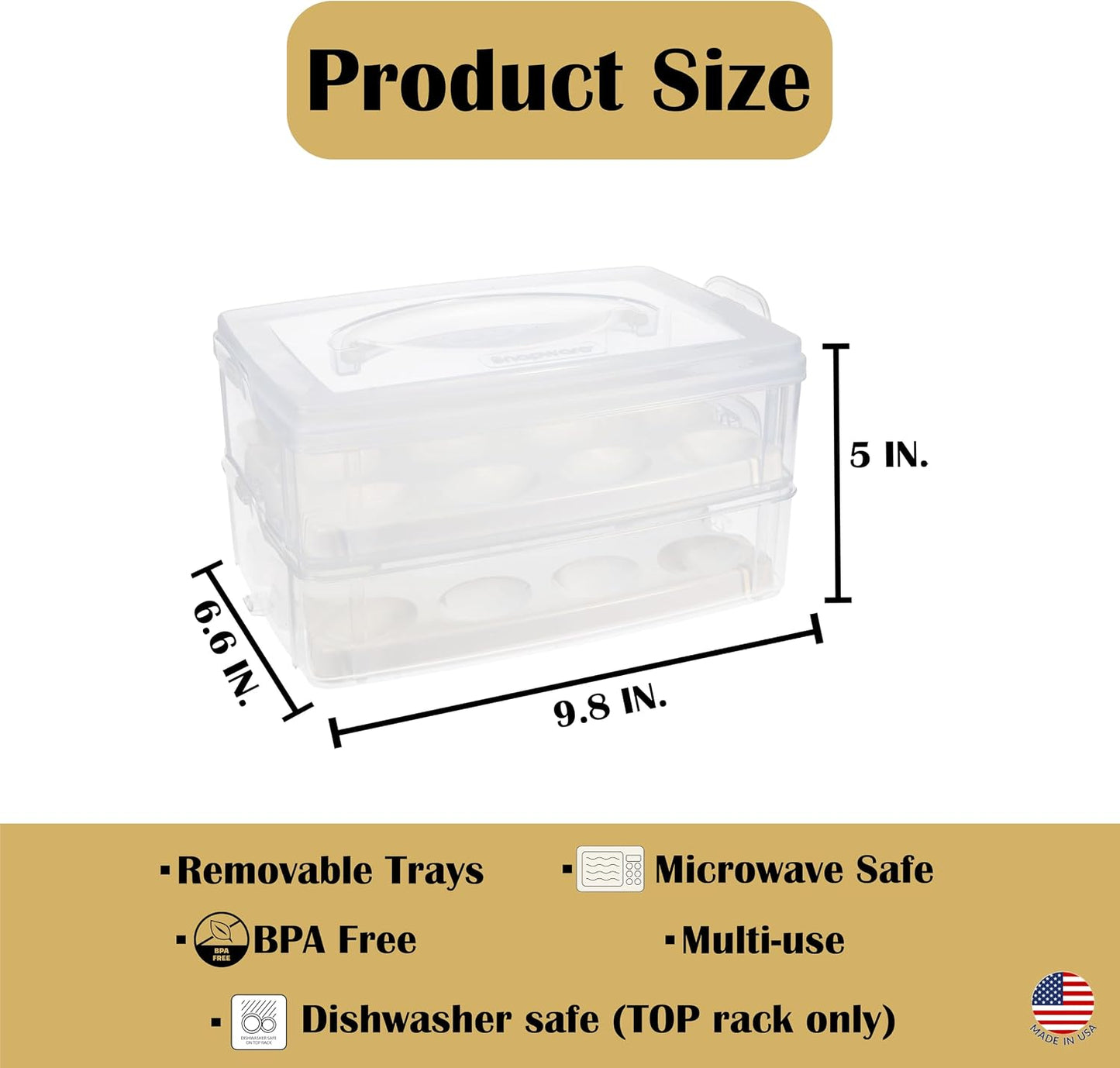 Snapware 2-Layer Snap N Stack Deviled Egg Container with Handle | Stackable Egg Carrier for Parties, Potlucks, Picnics & Holidays | Secure Latching Lid for Easy Transport & Storage – Made in USA