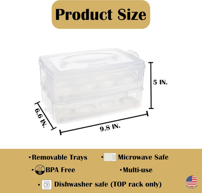 Snapware 2-Layer Snap N Stack Deviled Egg Container with Handle | Stackable Egg Carrier for Parties, Potlucks, Picnics & Holidays | Secure Latching Lid for Easy Transport & Storage – Made in USA