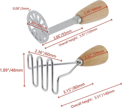 5.9" Mini Potato Masher,Avocado Masher with Wood Non Slip Handle