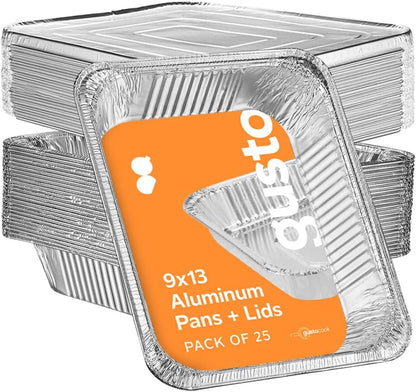 GUSTO [30 Count 9x13 Inch Aluminum Pans, Half Size Deep Steam Foil Pans - Table Pans for Baking, Cooking, Heating, Storing and Food Prepping - (Formerly Comfy Package)