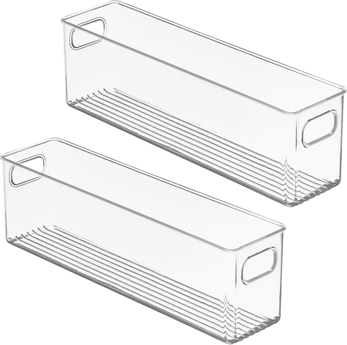 mDesign Plastic Kitchen Organizer - Storage Holder Bin with Handles for Pantry, Cupboard, Cabinet, Fridge/Freezer, Shelves, and Counter - Holds Canned Food, Snacks - 2 Pack - Clear