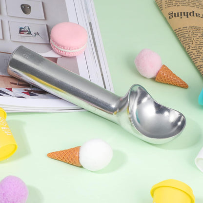Pimoys Ice Cream Scoop, 7 Inch Aluminum, Nonstick, Bright Silver