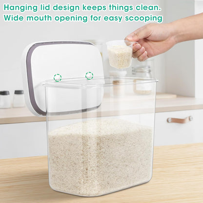 TBMax Rice Flour Storage Container with Automatic Flip-up Lid 25 Lbs | 12.68 Qt, Tall and Narrow Food Storage Flour Bin for Kitchen Pantry Organization, Pet Dog Cat Food Storage Container
