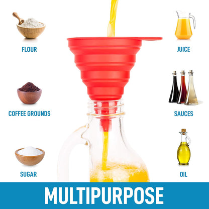 Zulay Kitchen 3-Piece Plastic Funnel Set - Large, Medium, and Small Kitchen Funnels Pouring Spout - for Filling Bottles Water Liquid, Protein Powder, Food Grade Cooking, Drink, Paint, Lotion, Kids