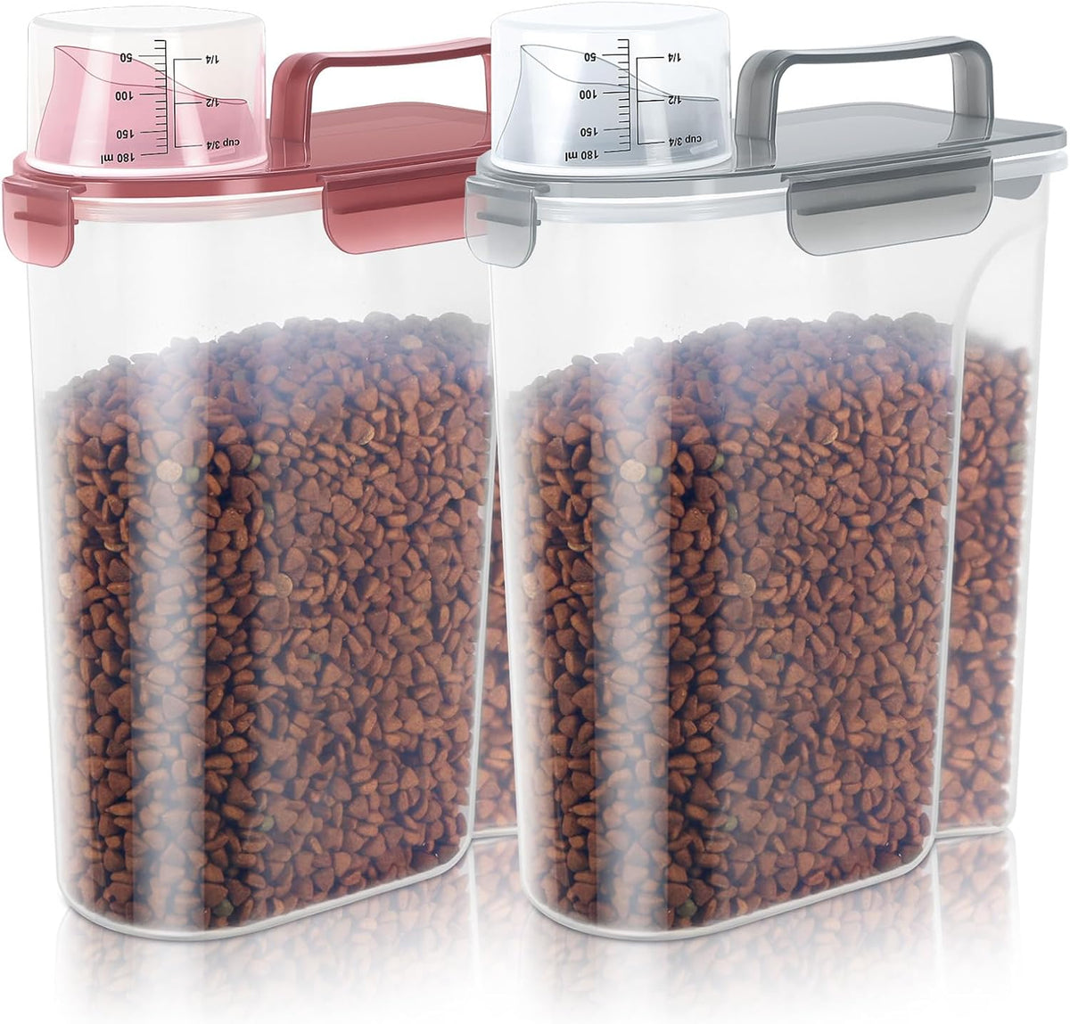 LEAWALK 5-7Lbs Dog Cat Food Storage Container with Upgraded Large Nozzle BPA-free, 4 Snap Seals Plastic Pet Food Storage Containers with Handles are Easy to Clean and Carry