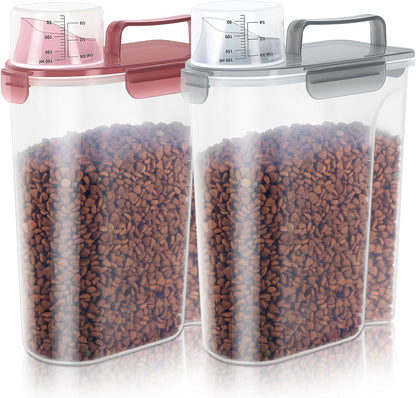 LEAWALK 5-7Lbs Dog Cat Food Storage Container with Upgraded Large Nozzle BPA-free, 4 Snap Seals Plastic Pet Food Storage Containers with Handles are Easy to Clean and Carry