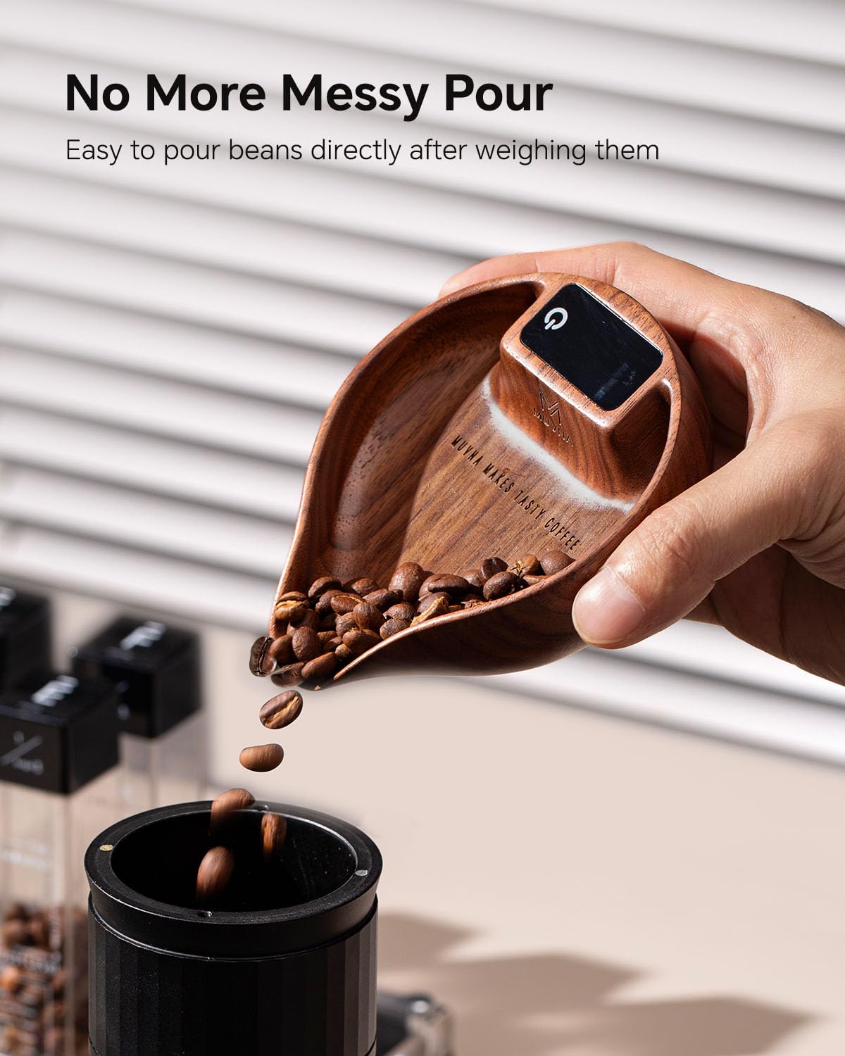 Walnut Coffee Bean Scale Set with Spritzer, Coffee Lover Gifts