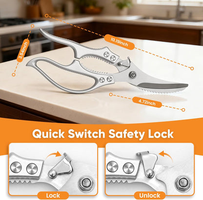Kitchen Scissors Food Cutting: Heavy Duty Poultry Meat Shears - Stainless Steel All Purpose for Home Cooking & Restaurant