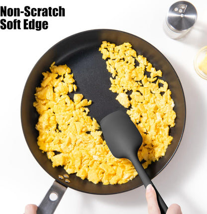 2-Piece Silicone Scraper & Spoon Spatulas: Doosu 600°F Heat Resistant Food Grade BPA Free Rubber Baking Flat Spatula Kitchen Cooking Spoonula for Mixing Scraping Folding Stirring Serving (Aqua Sky)